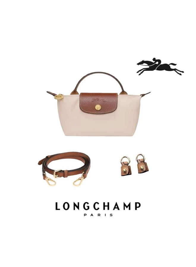 Longchamp Le Pliage Original comes in a small bag with a handle and a shoulder strap   Paper White- recycled canvas - Image 1